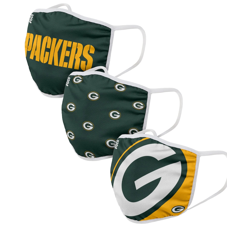  Green Bay Packers Adult Face Covering 3-PackDust mask with filter->atlanta falcons->NFL Jersey